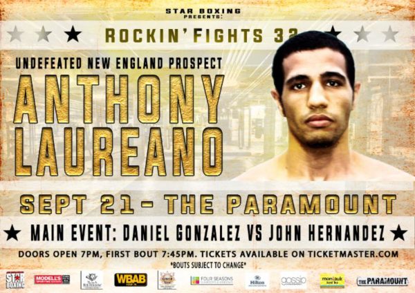 Anthony Laureano Returns to the Paramount on September 21st for “Rockin” Fights