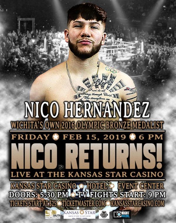 Nico Hernandez Returns:  Hometown Hero and Olympic Medallist Returns to the ring February 15