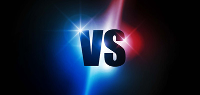 Icon neon versus logo vs letters for sports and fight competitio
